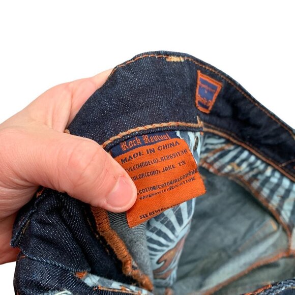 Vintage Rock Revival Embroidered Jeans Size 33 JAKE Blue - Picture 11 of 12